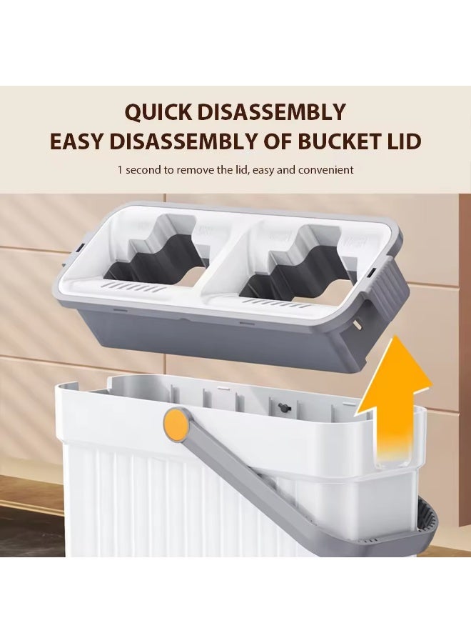 Mop and Bucket Set with Wringer Flat Mop Bucket System for Home Floor Cleaning,6 Reusable Microfiber Pads,Extended Stainless Steel Handle,Ideal for Hardwood,Wood,Laminate Floors,and Bathroom Mop - Image 4